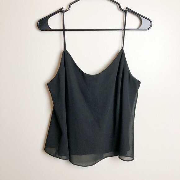 Metaphor Tops - Metaphor Black Cropped Chiffon Camisole
